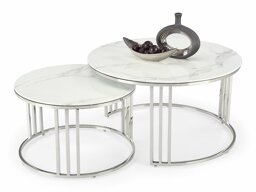 Salontafel set Houston 1503 (Zilver + Wit marmer)