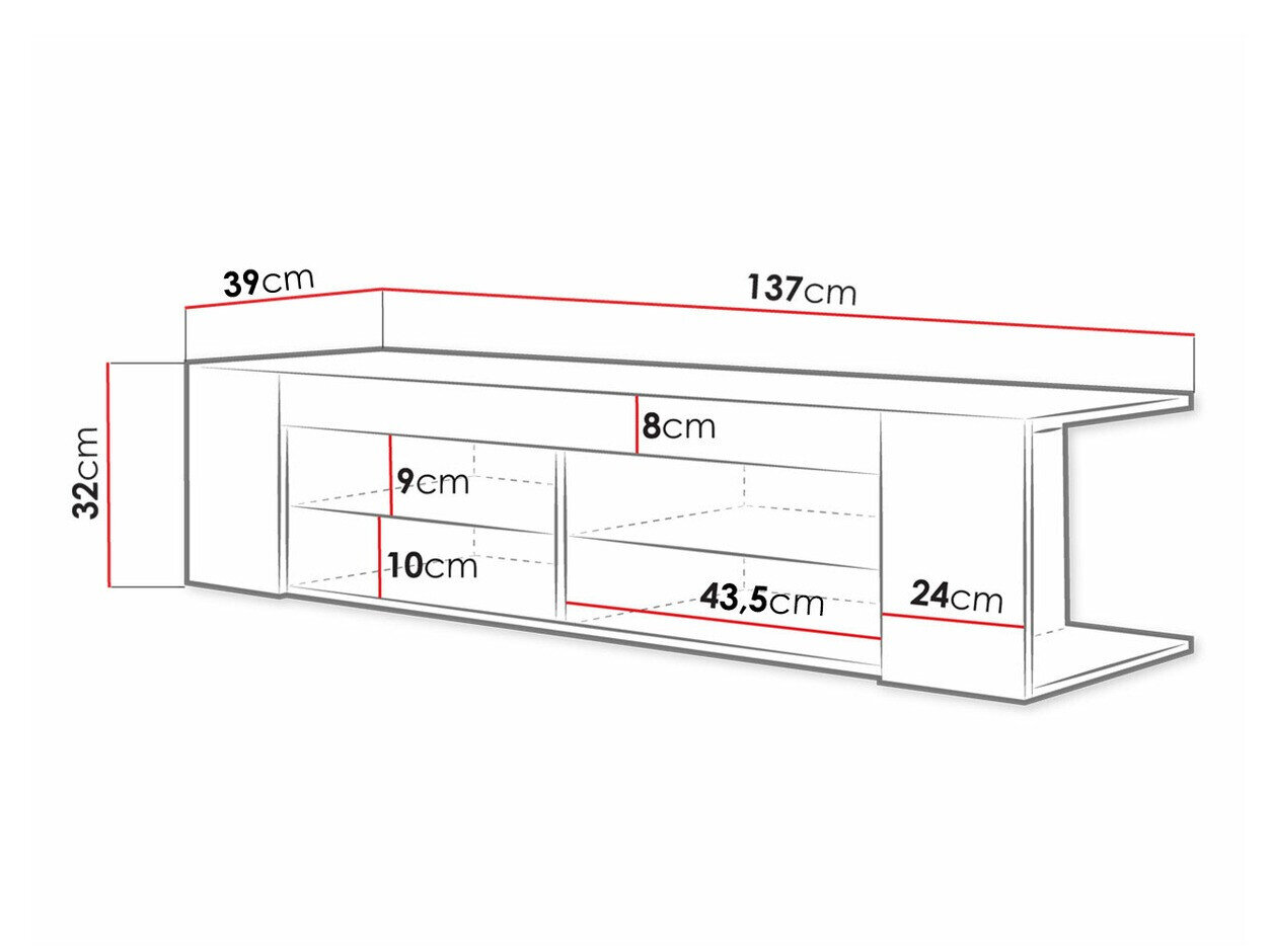 TV-bord Ver (Hvid + Glansfuld hvid)