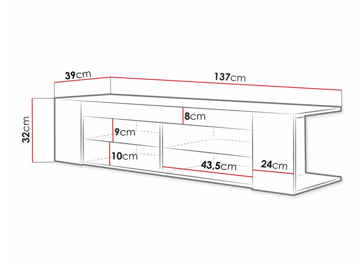 TV-meubel Ver (Zwart + Glanzend zwart)