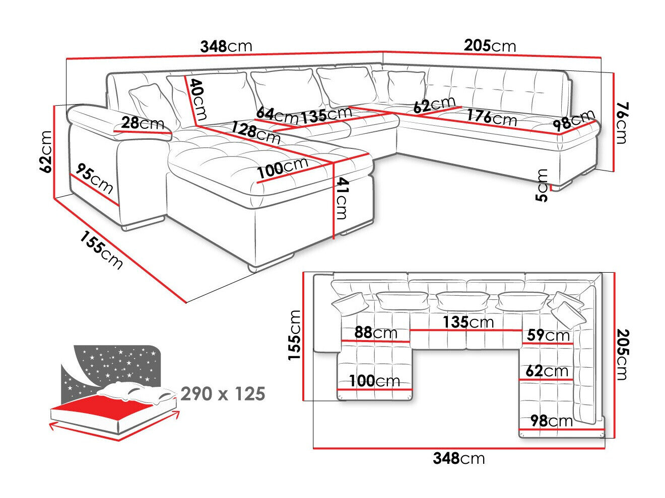 Hjørnesofa Comfivo 128 (Højre)