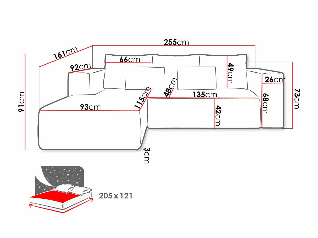 Hjørnesofa Arvada 116 (Poso 26)