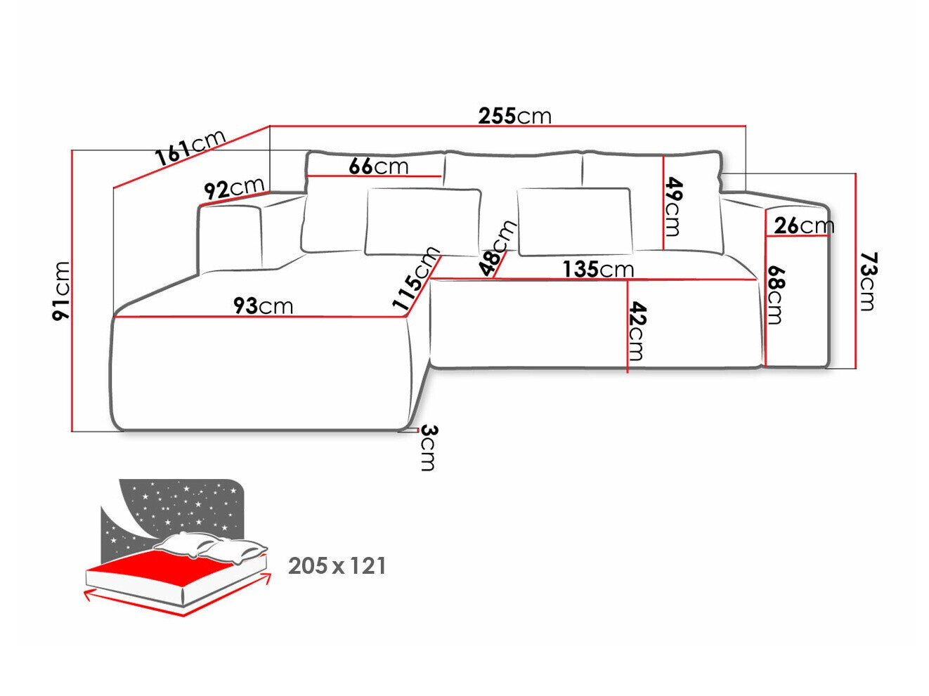 Hoekbank Arvada 116 (Poso 100)