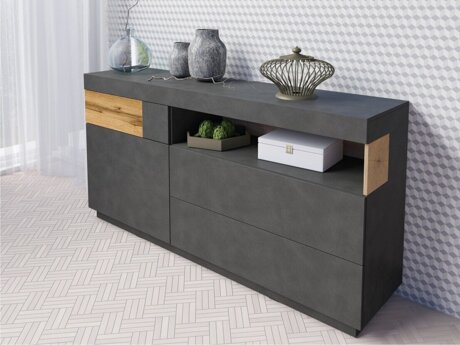 Kommode Livlore 107 (Matera grå + Wotan eg)