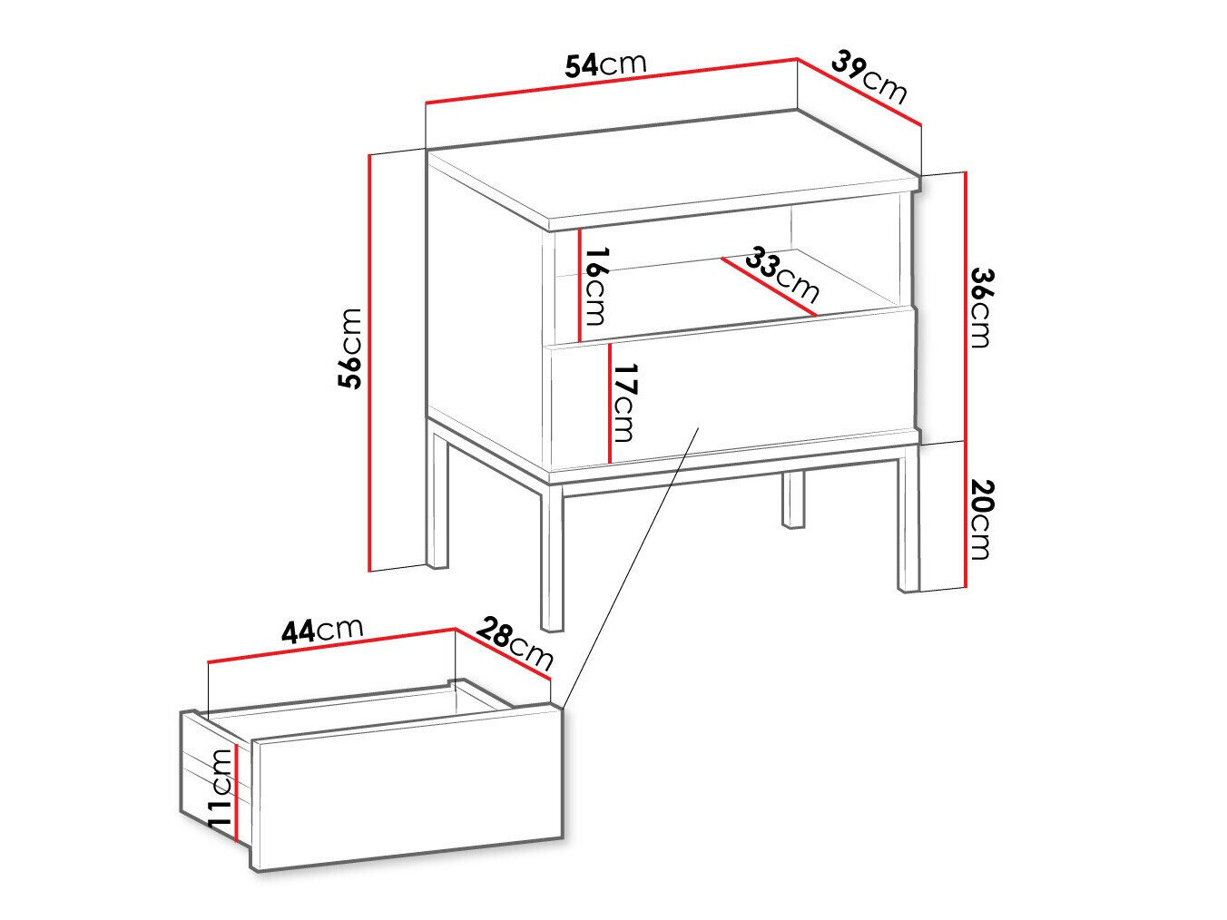 Sengebord Soferi 110 (Sort + Wotan eg)