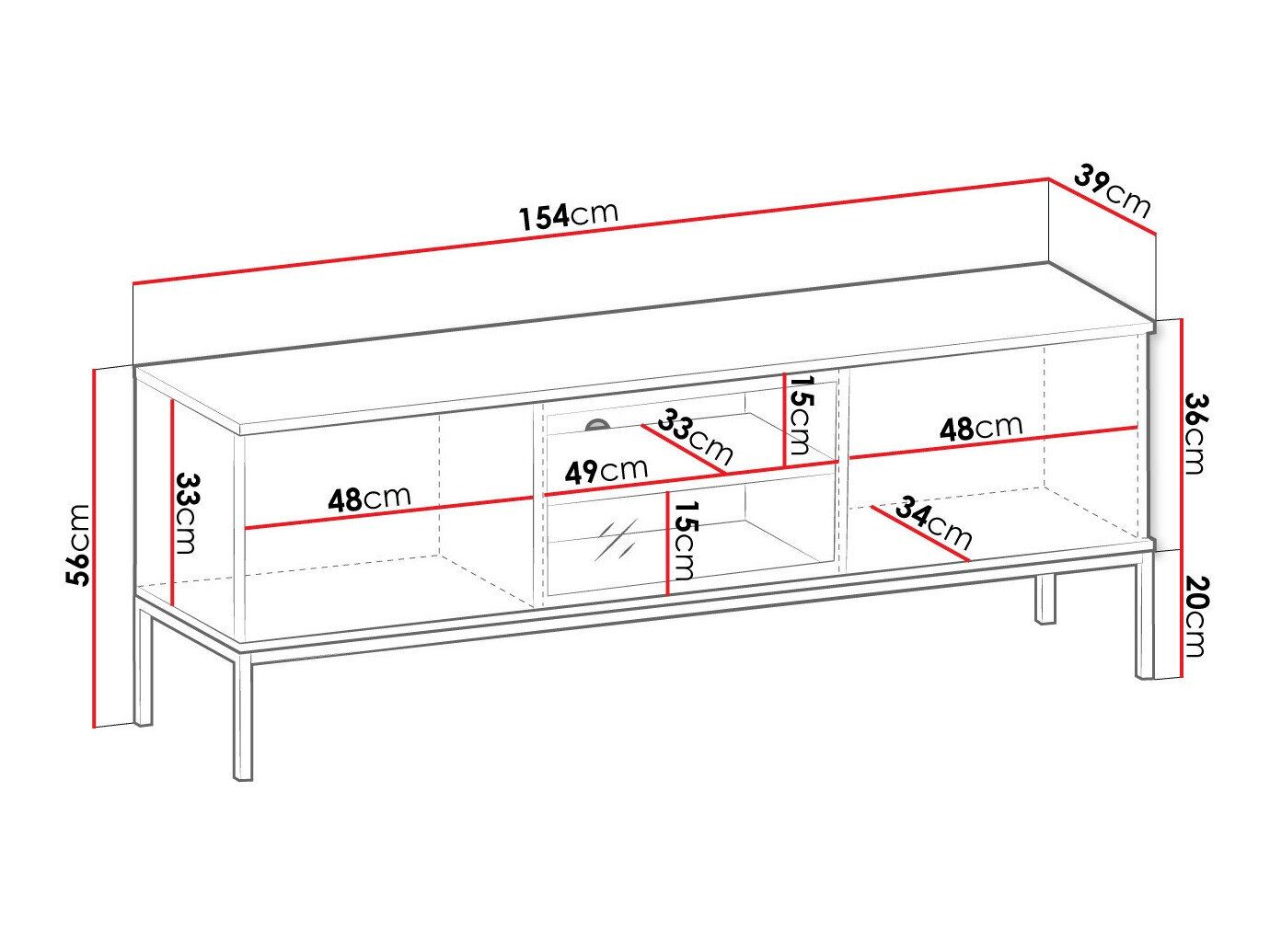 TV-bord Manal (Sort + Wotan eg)