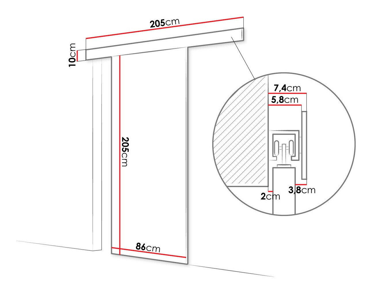 Skydedør Closico 172 (Hvid)