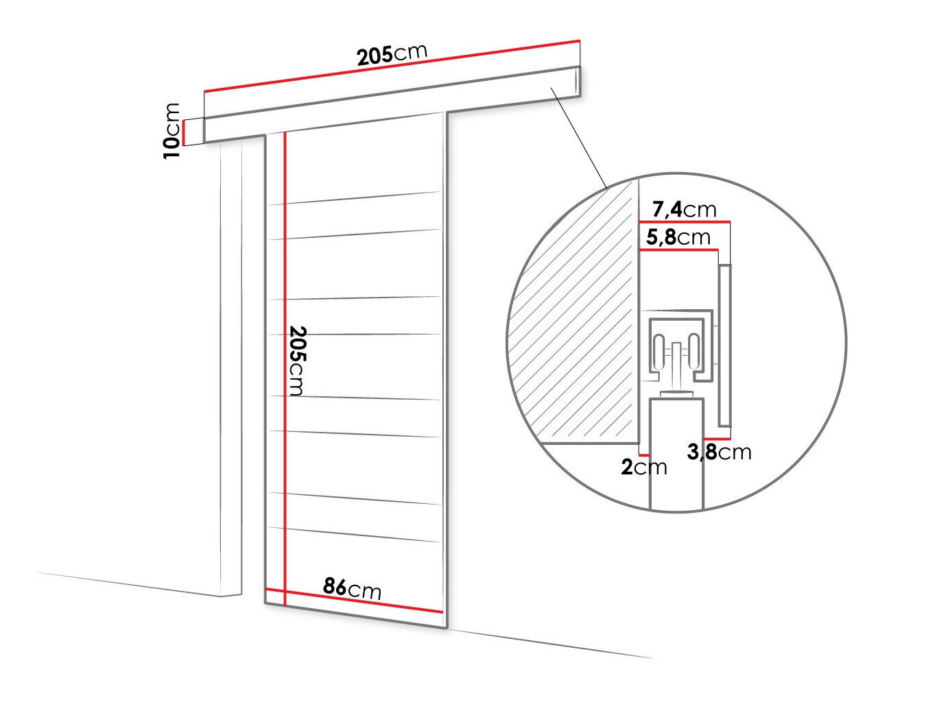 Skydedør Closico 173 (Hvid)