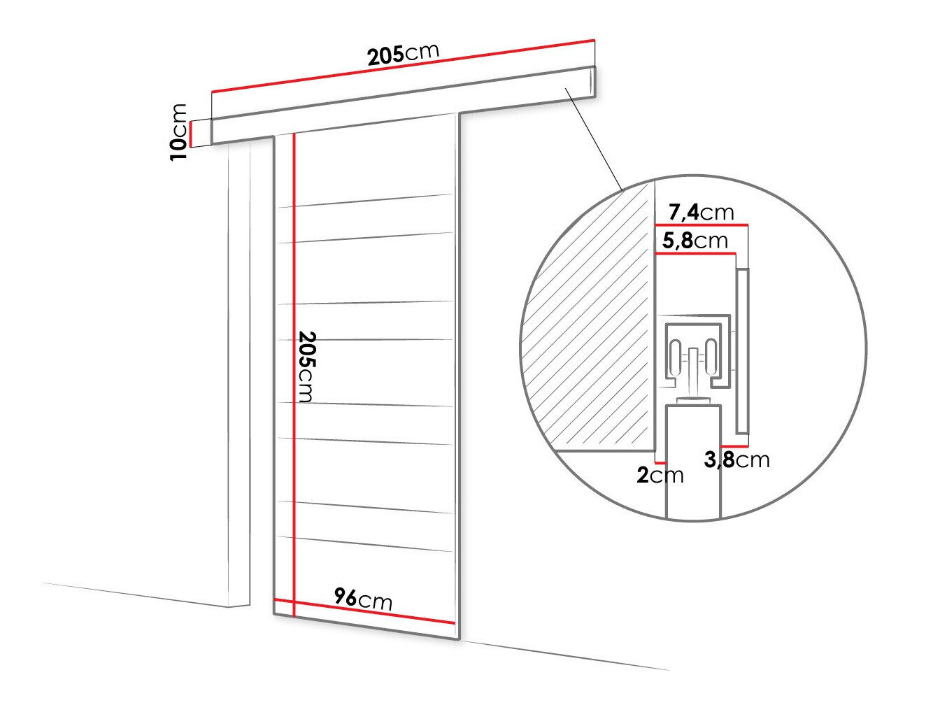 Skydedør Closico 174 (Brun + Sort)