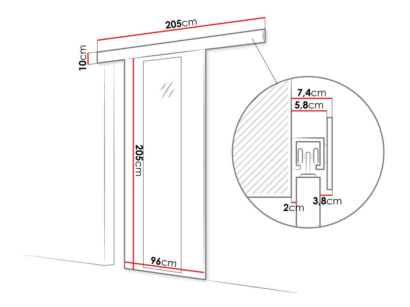 Skydedør Closico 175 (Sonoma eg)