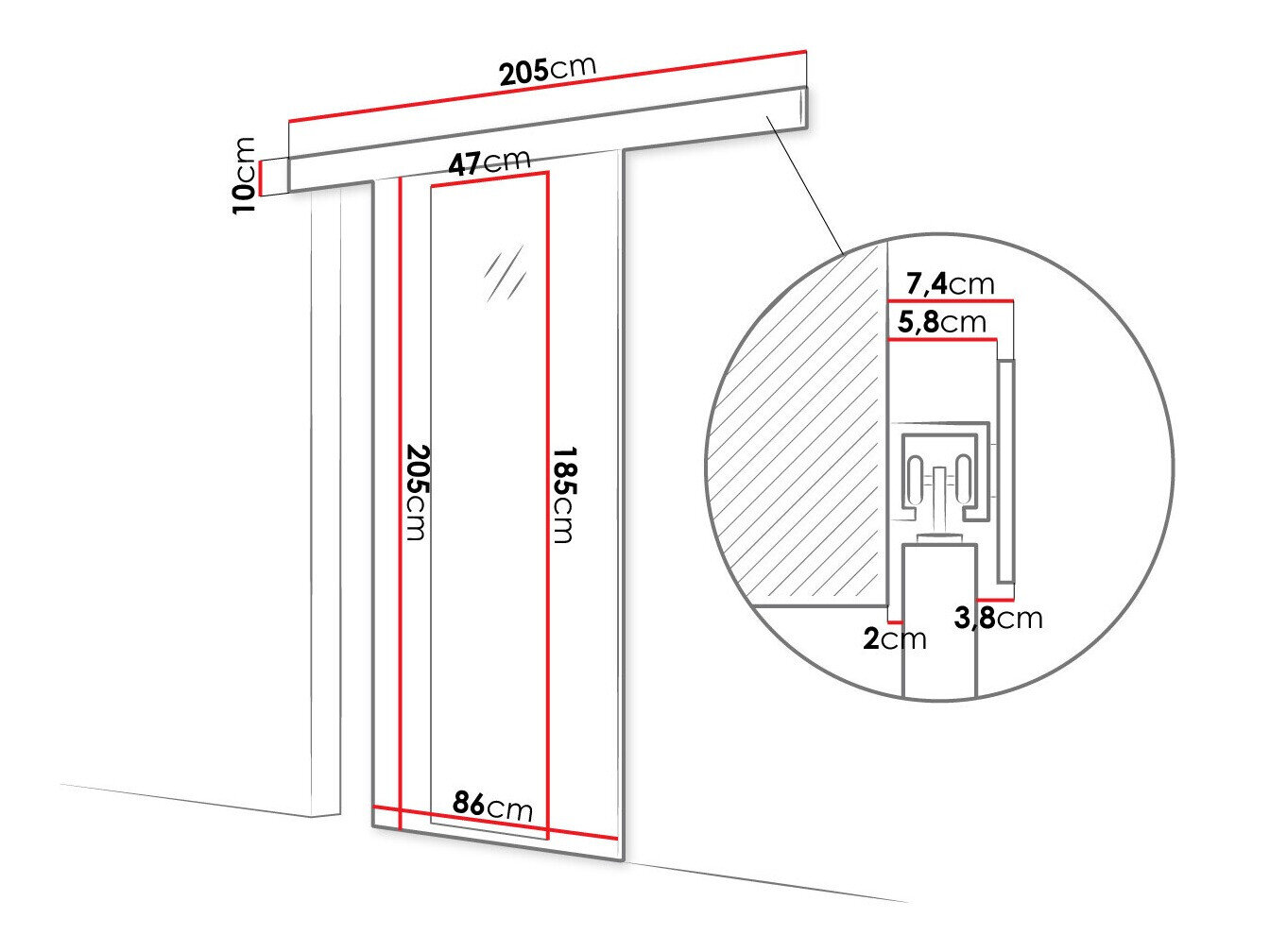 Skydedør Closico Materia IV (Hvid)