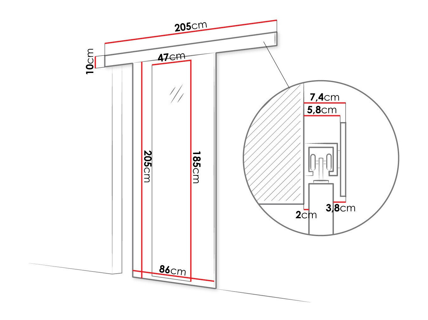 Skydedør Closico Materia IV (Sort)