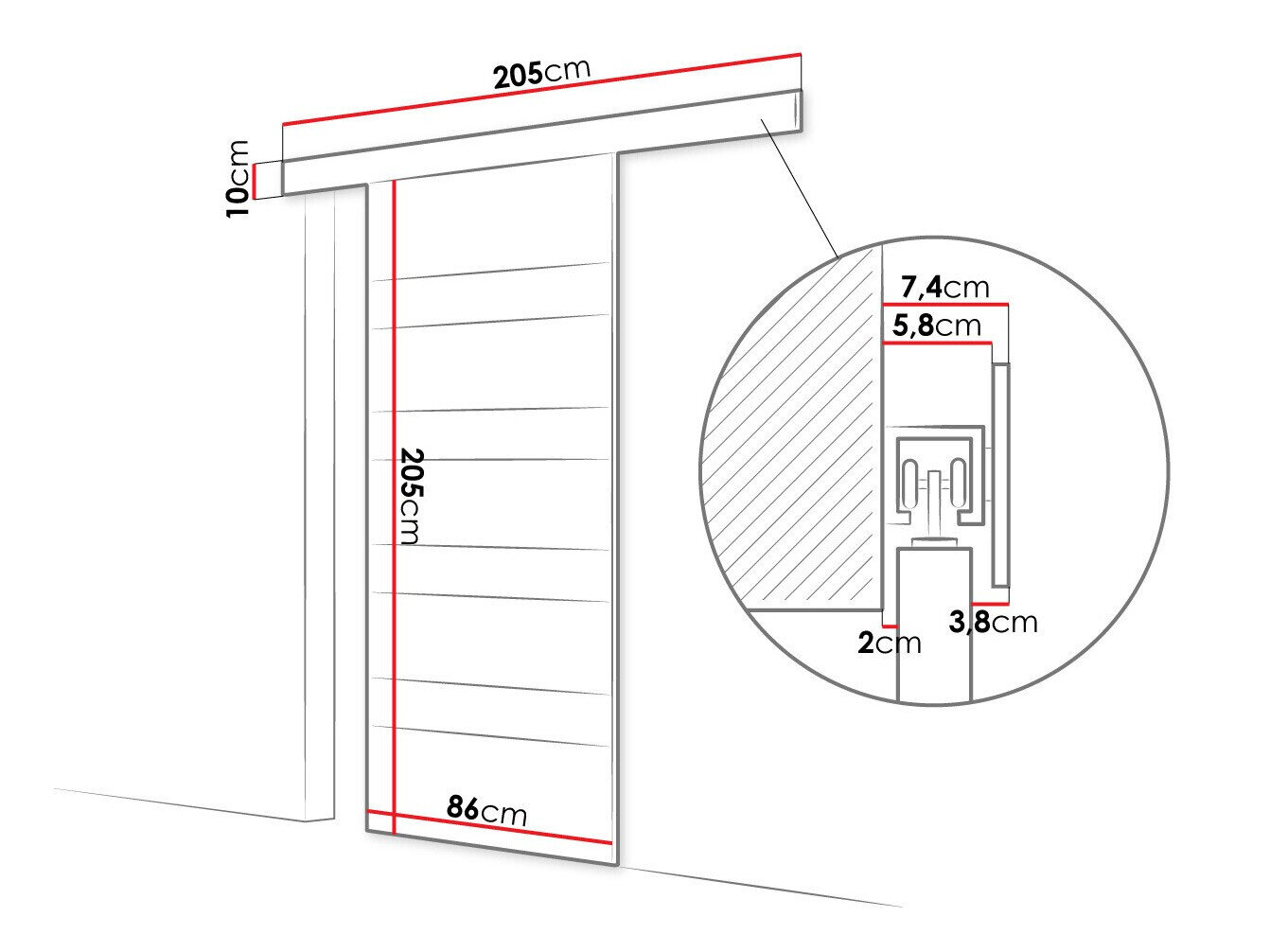 Skydedør Closico Materia V (Sort + Hvid)