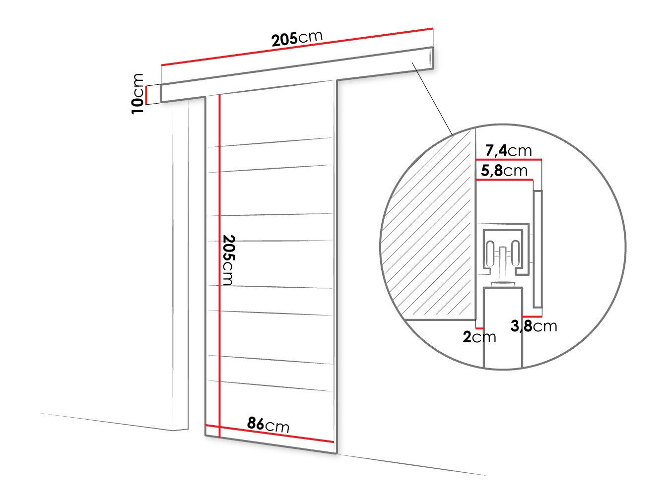 Skydedør Closico Materia V (Sort)