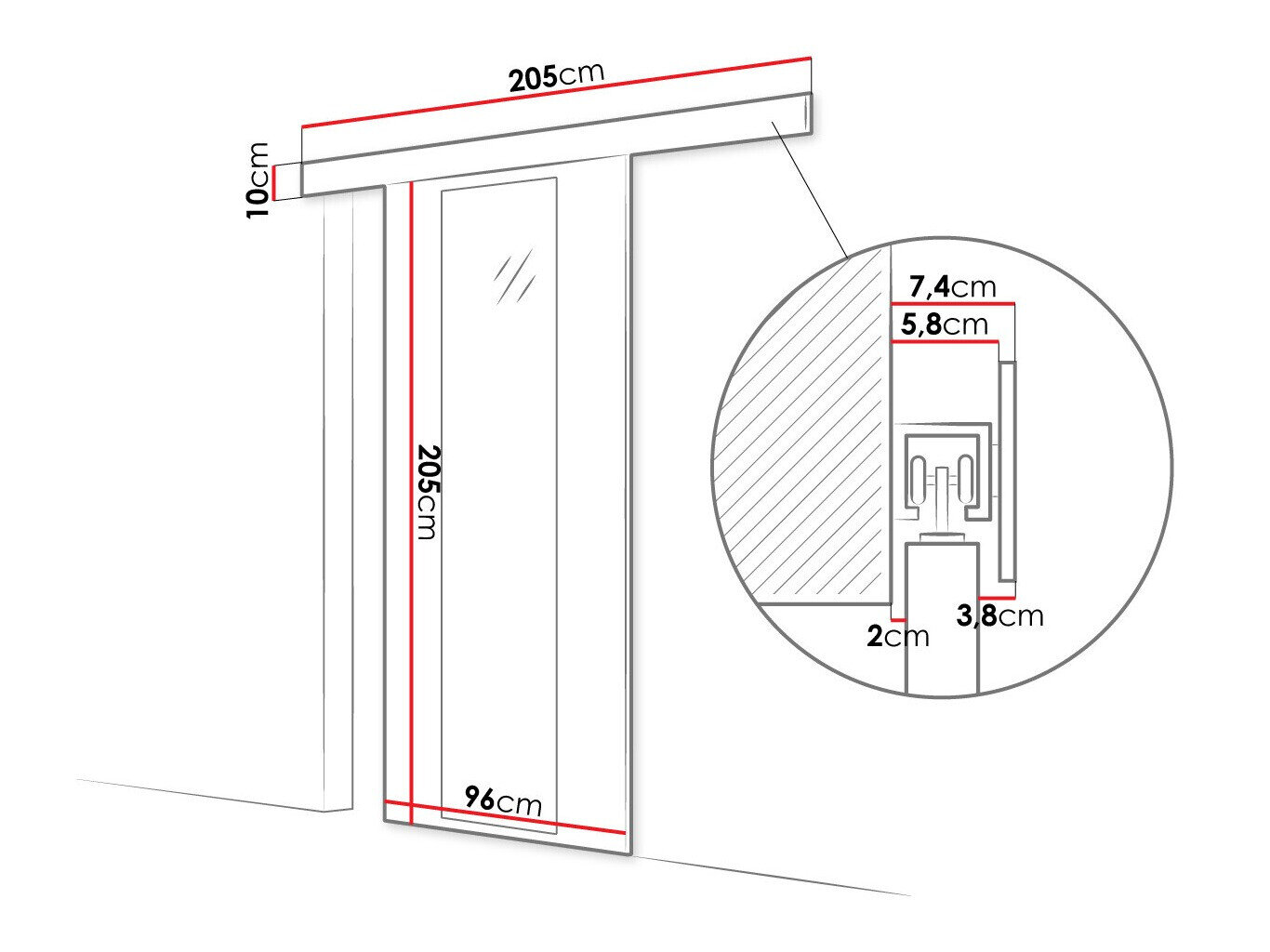 Skydedør Closico Portalis IV (Sort)