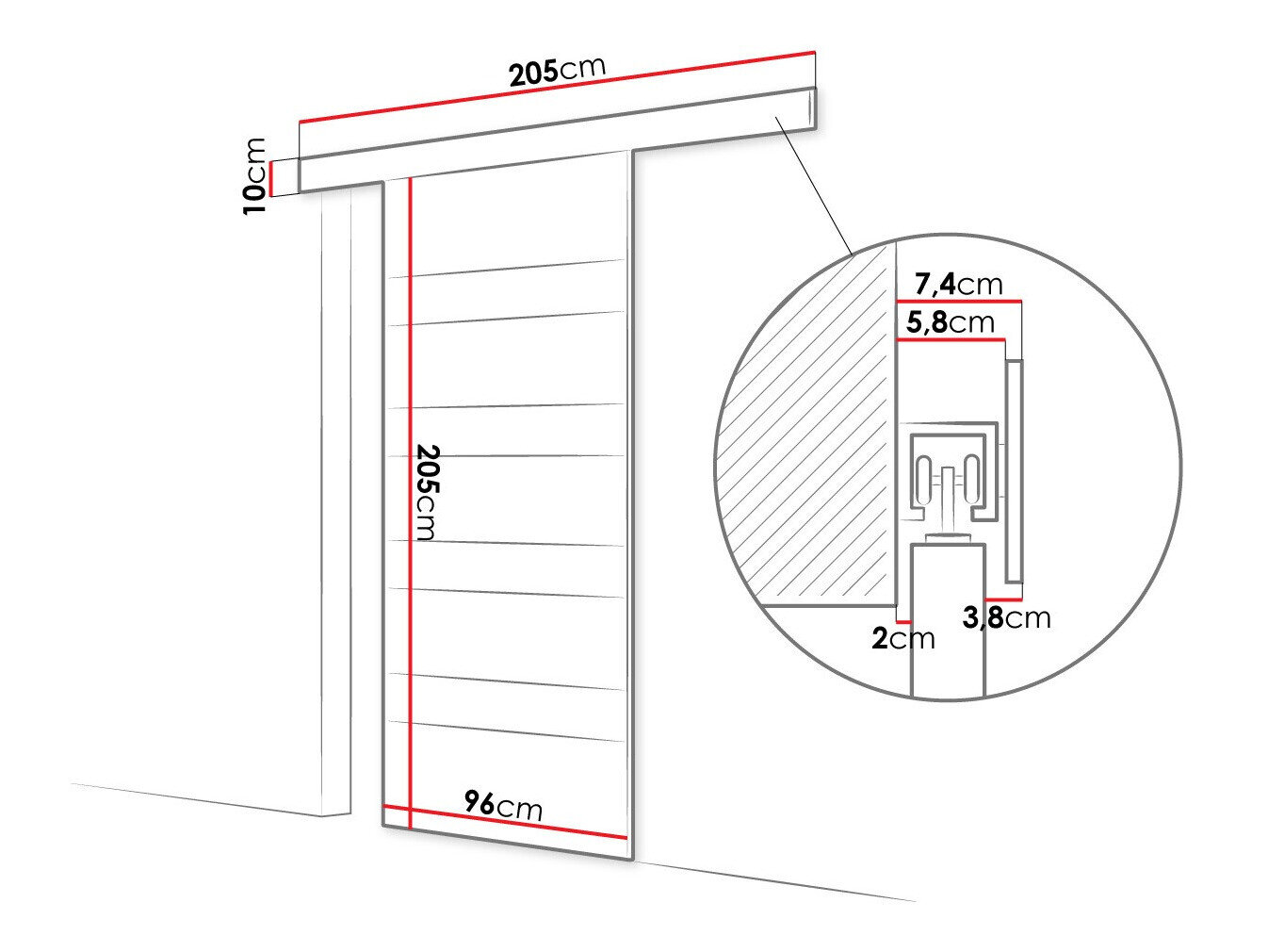 Skydedør Closico Portalis V (Sort)