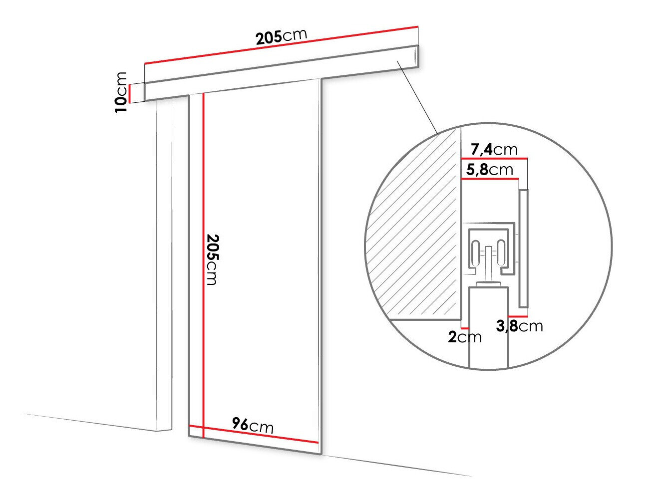 Skydedør Closico 177 (Hvid)