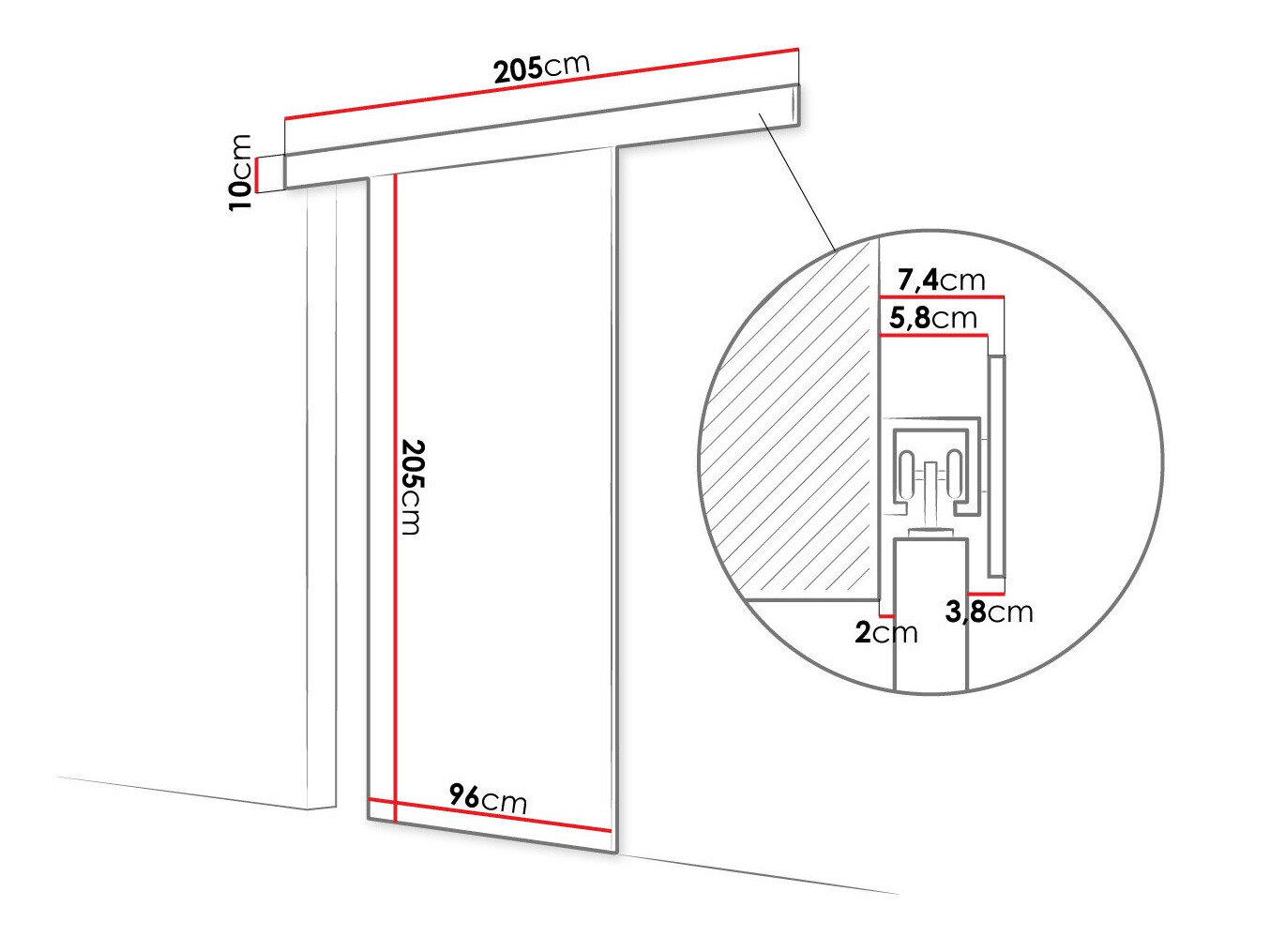 Skydedør Closico Portalis II (Sort)