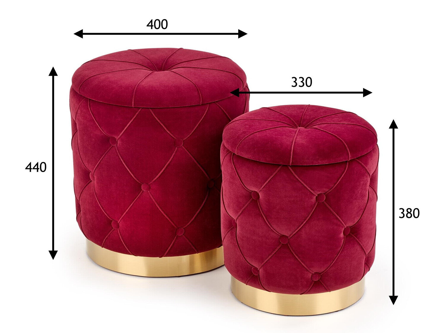 Sæt puffer Houston 1154 (Bordeaux)