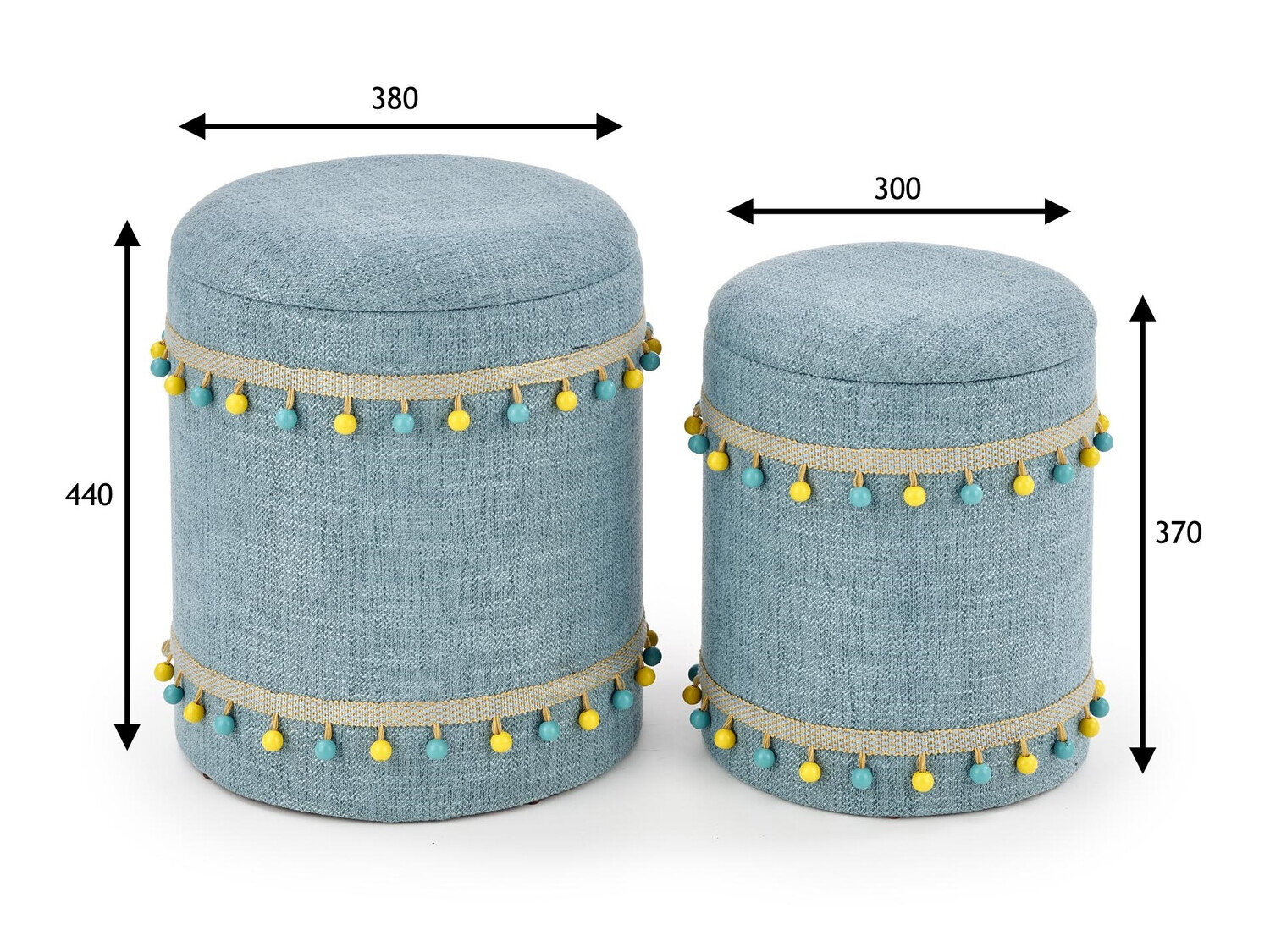 Sæt puffer Houston 1155 (Lyseblå)