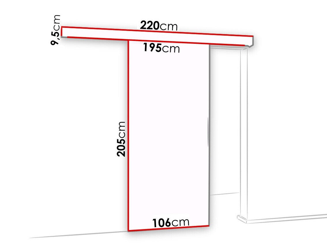 Skydedør Dover 126 (Mørk aske + Sort)