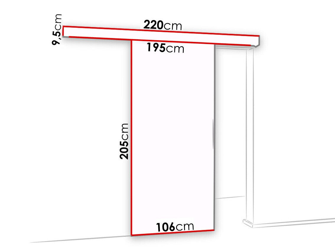 Skydedør Dover 126 (Sonoma eg + Sort)