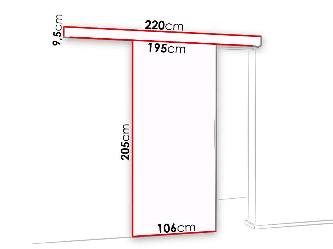 Skydedør Dover 140 (Hvid + Sort)