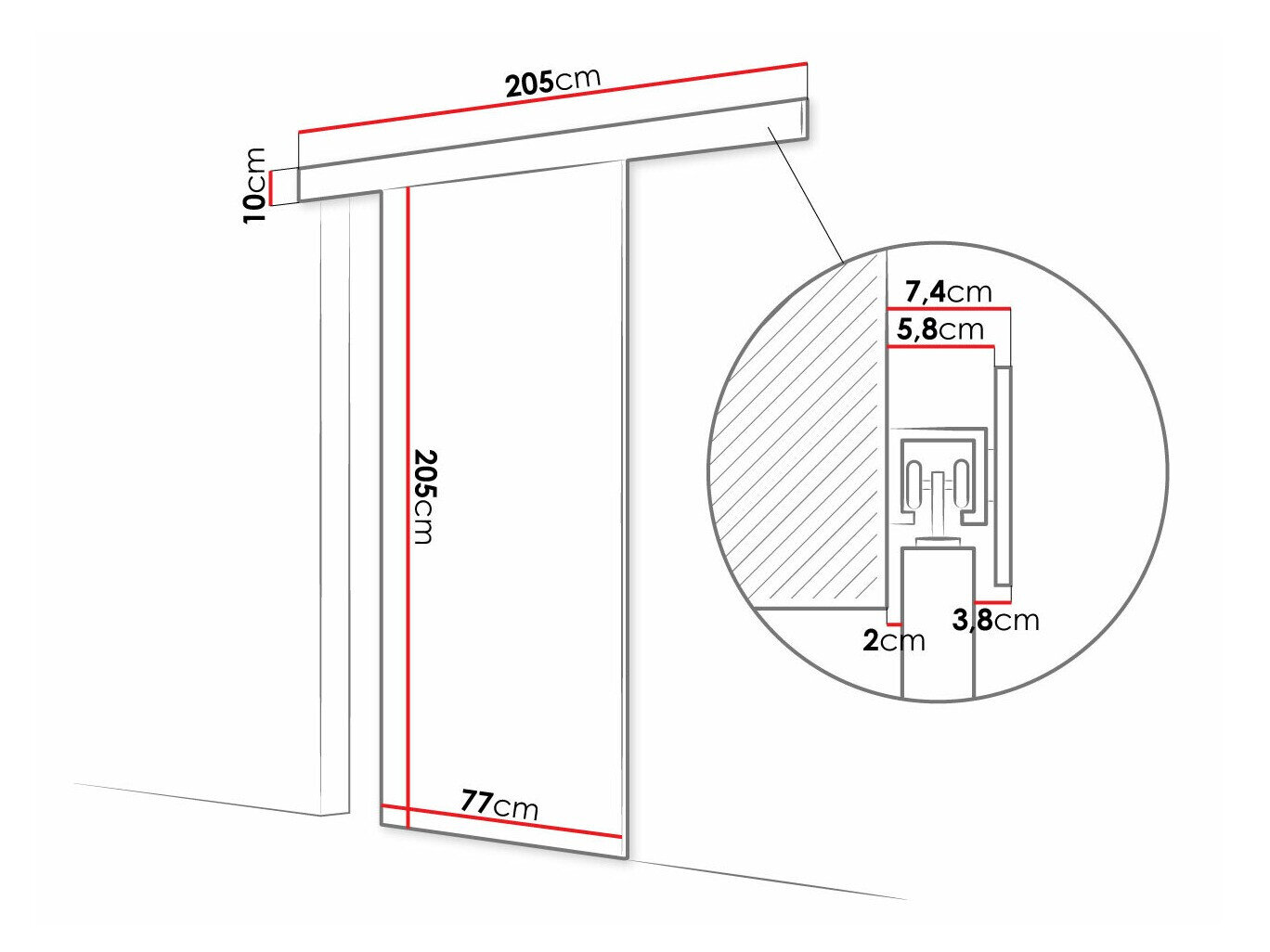 Skydedør Closico 179 (Hvid)