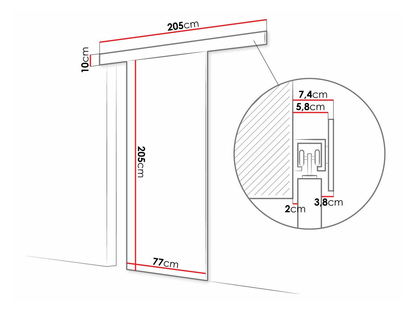 Skydedør Closico 180 (Sonoma eg)