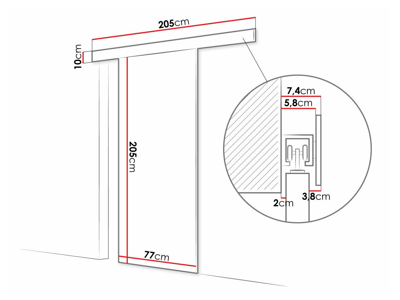 Skydedør Closico Fundus V (Hvid + Sort)