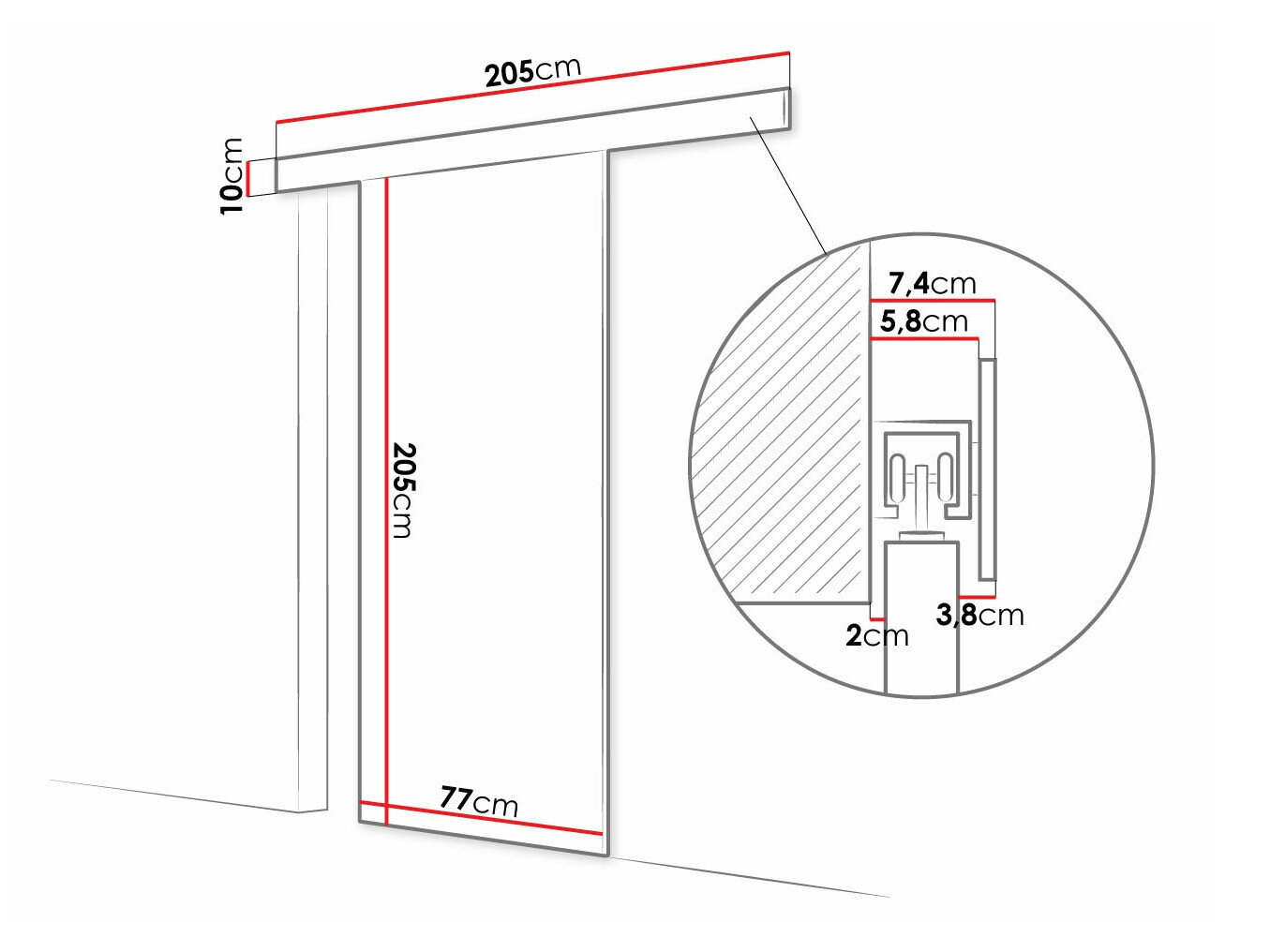 Skydedør Closico Fundus V (Sonoma eg + Sort)