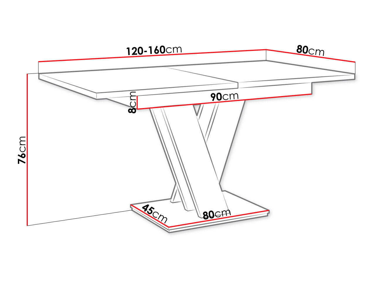 Bord Goodyear 104 (Glansfuld hvid + Blank sort)