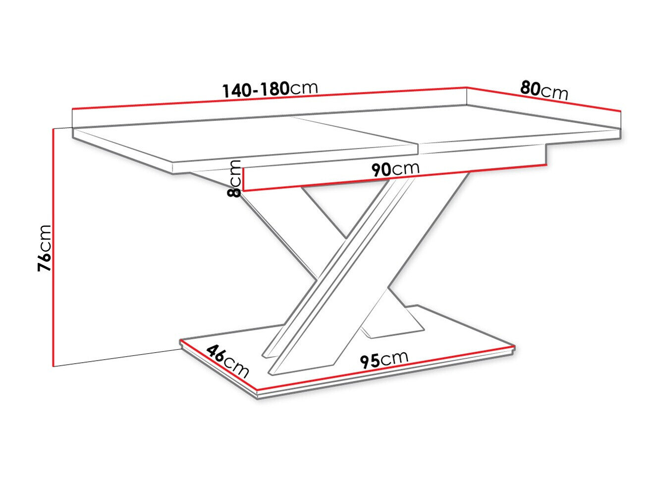 Tafel Decium (Wit + Beton)