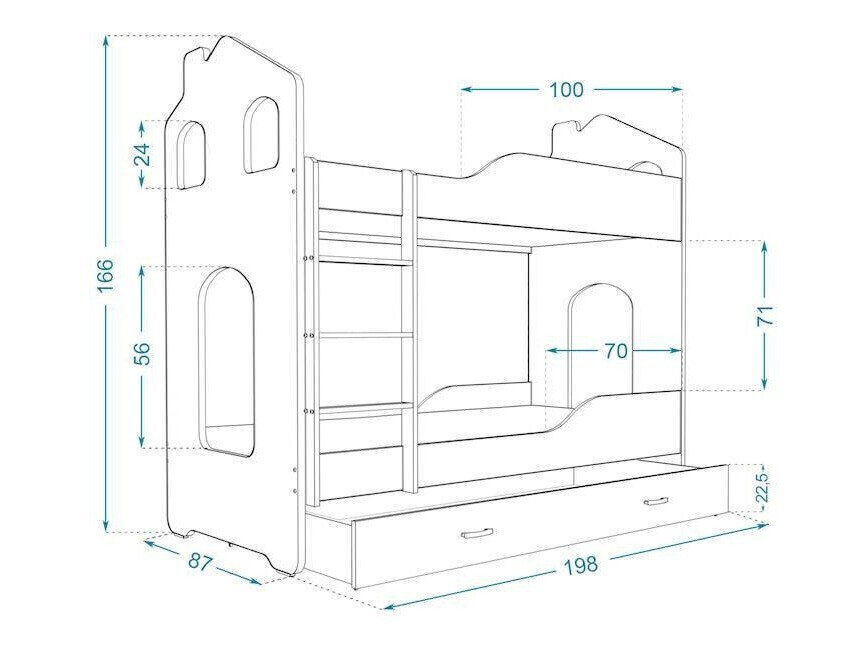Køjeseng Aurora 115 (Grå)