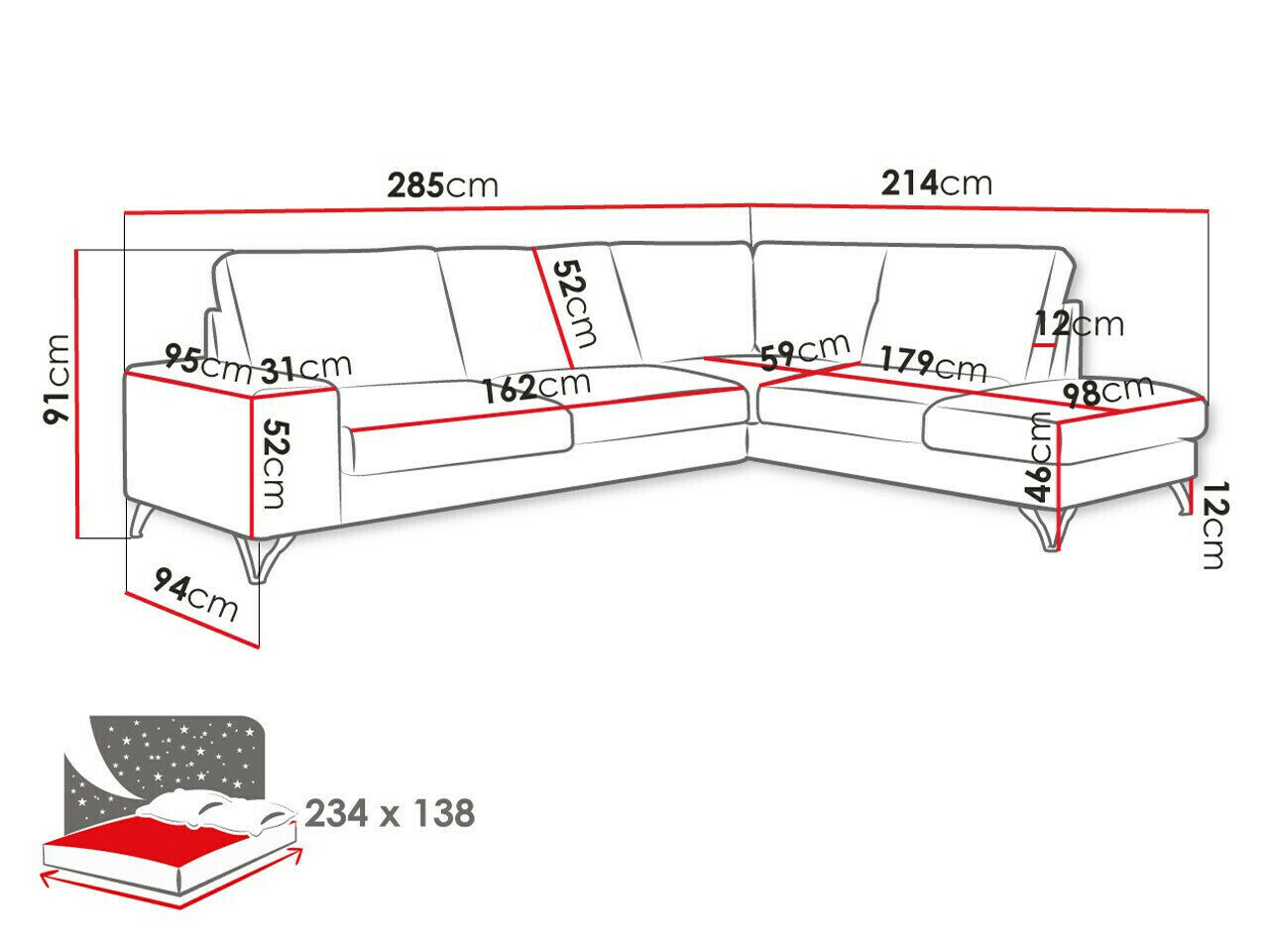 Hjørnesofa ComfiDream Lyrana II (Vogue 16)
