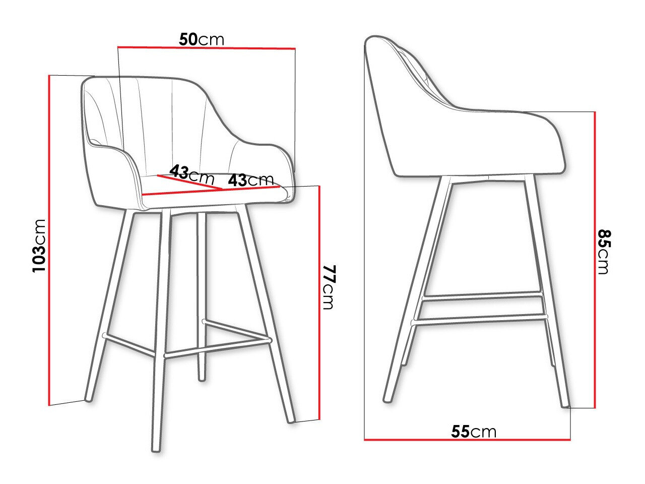 Barkruk Jackson 102 (Zwart + Magic Velvet 2209)