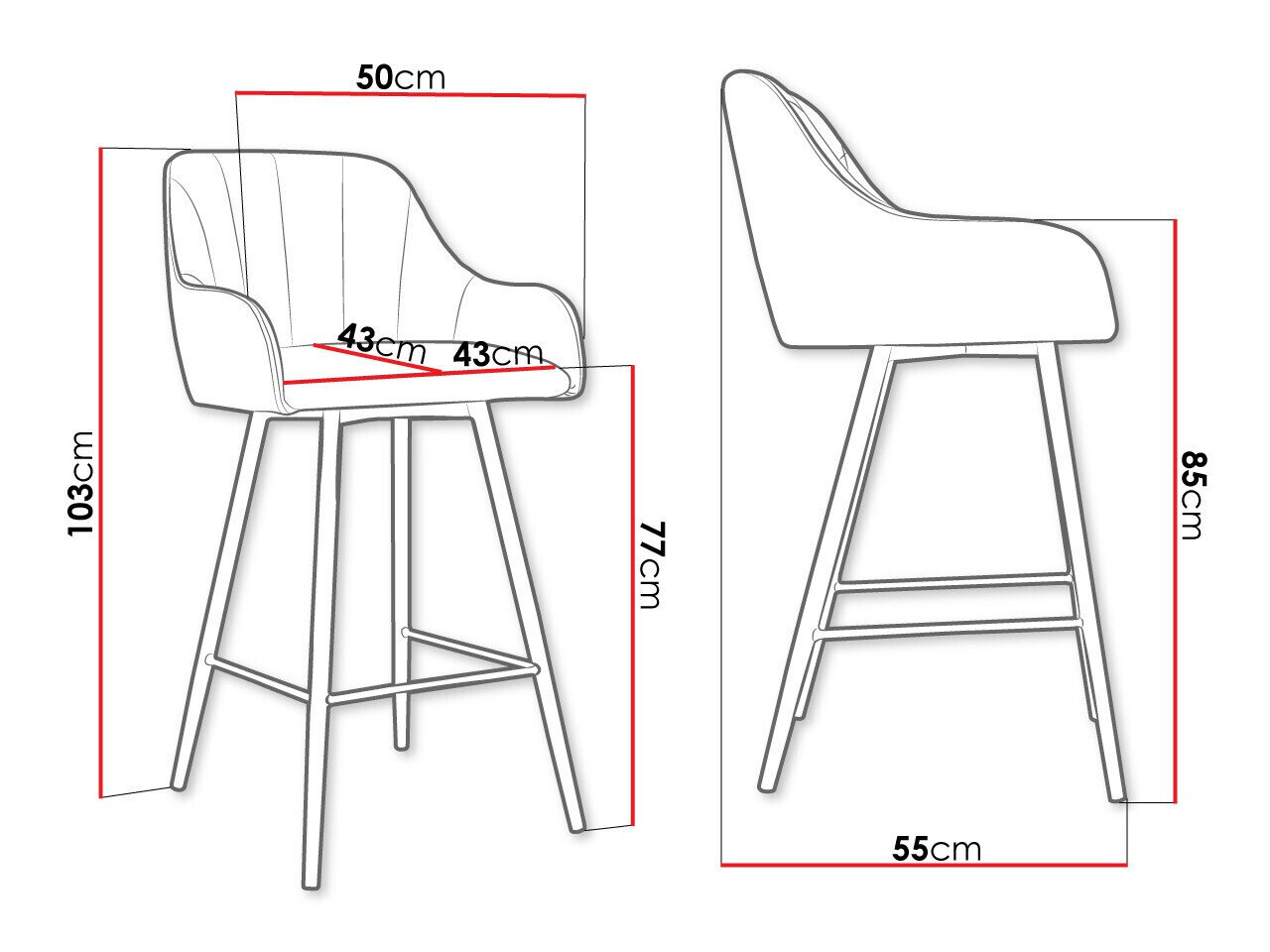 Barkruk Jackson 102 (Zwart + Magic Velvet 2219)