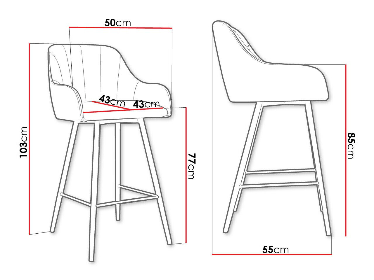 Barkruk Jackson 102 (Zwart + Magic Velvet 2250)