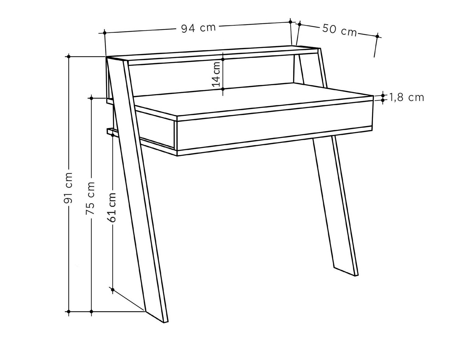 Mesa de oficina Kailua 692 (Blanco)