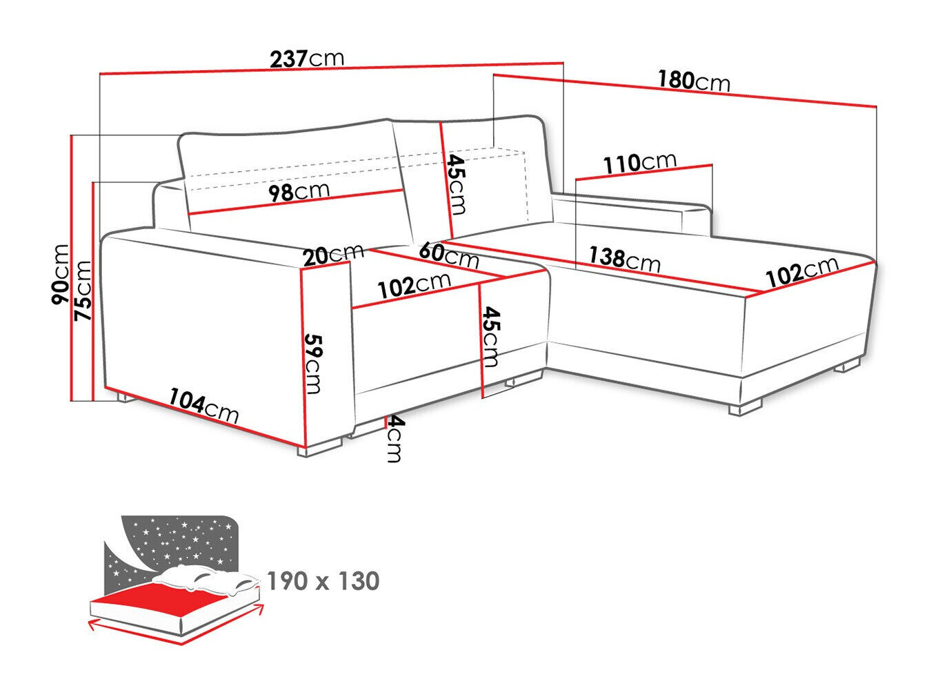 Hjørnesofa Columbus 204 (Tilia 01)