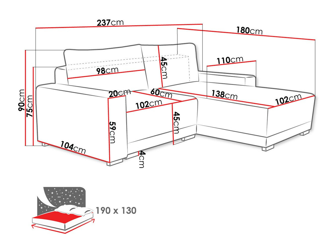 Hjørnesofa Columbus 204 (Tilia 17)