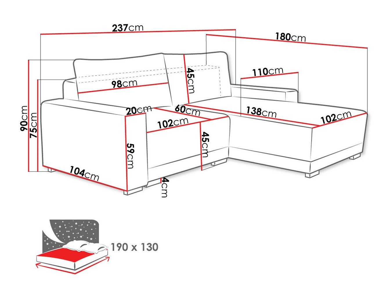 Hjørnesofa Columbus 204 (Tilia 77)