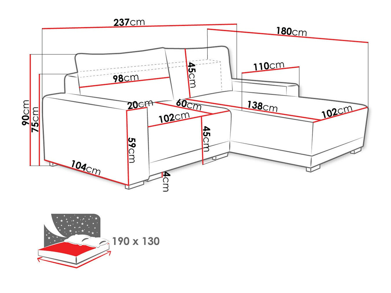 Hjørnesofa Columbus 204 (Tilia 86)