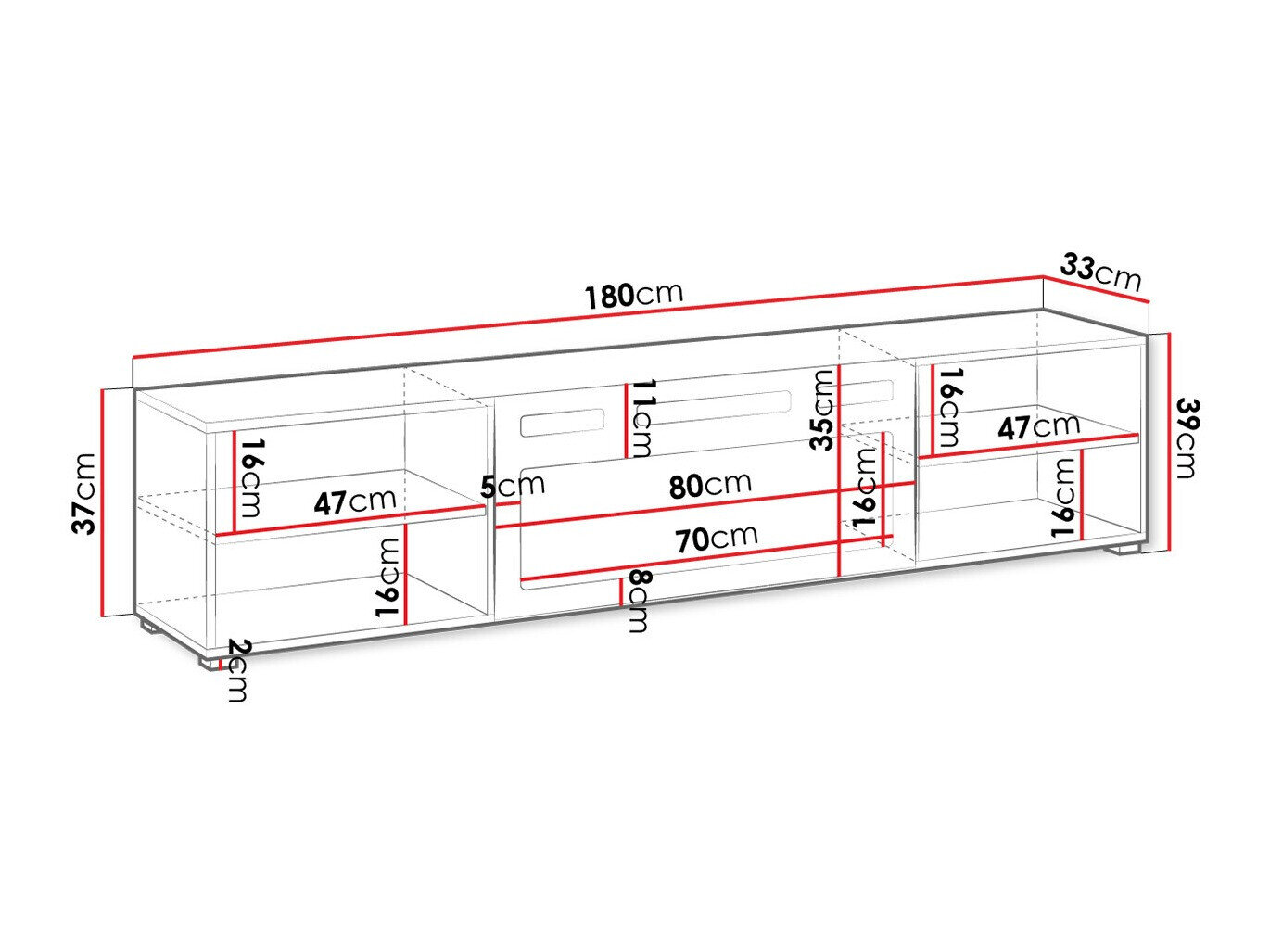 TV-bord Charlotte 190 (Sort)