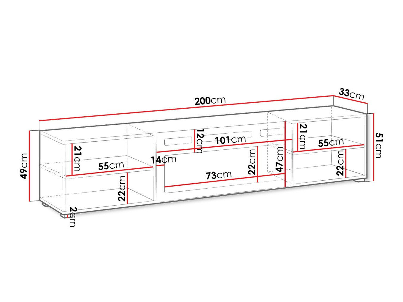TV-bord Charlotte 191 (Sort)