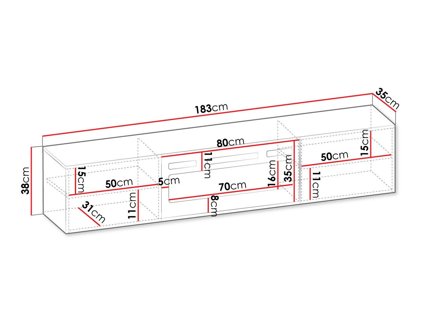 TV-bord Charlotte 192 (Sort + Hvid)