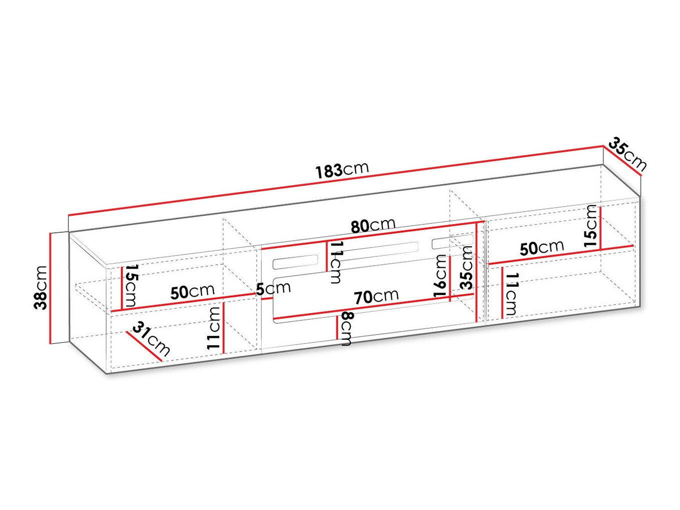 TV-bord Mensura (Hvid + Sort)