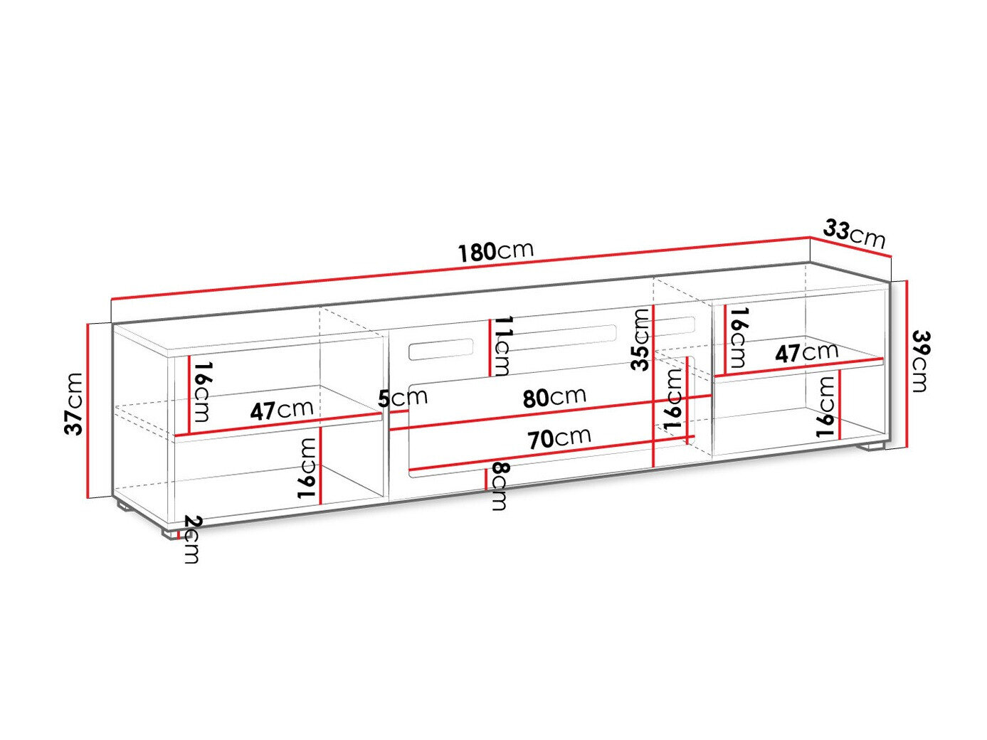 TV-meubel Charlotte 190 (Wit)
