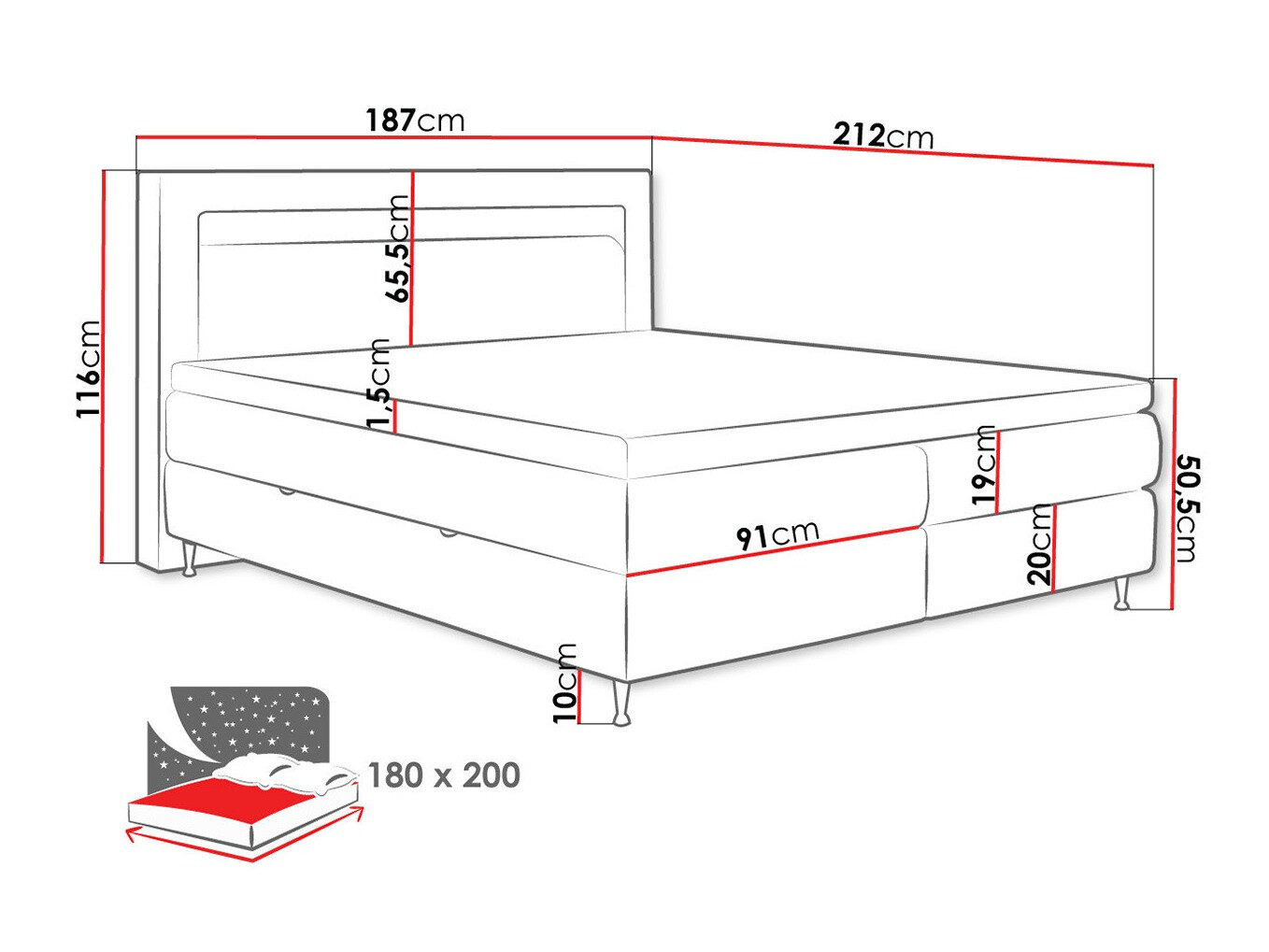 Boxspring ComfiDream Celara (Soft 011)
