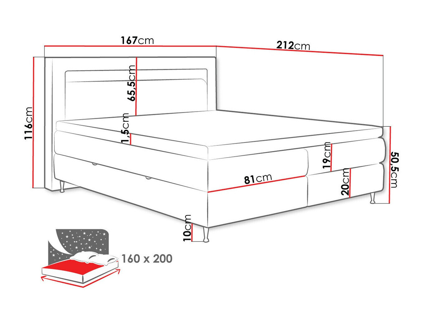 Boxspring krevet ComfiDream Celara (Soft 017)