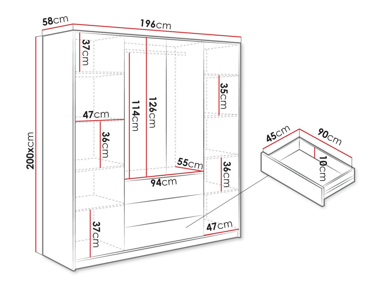 Garderobeskab Honolulu 252 (Hvid)